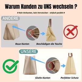 Gliterra Organiser M for Longchamp Bag, Bag Organiser for Le Pliage M with 9 Compartments and Key Chain Made of Premium Felt (Beige M)