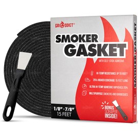Replacement Big Green Egg Grill Seal Gasket Kits for Large, XL, XXL Lid and Top - 15 Ft, 7/8" x 1/8" with a Free Scraper. BBQ Essential Parts to Keep Heat Locked. BGE Smoker Gasket Felt Accessories