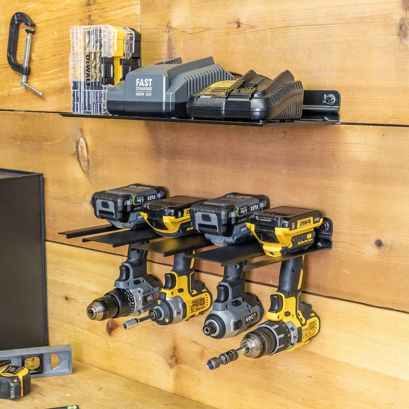 StoreYourBoard Electric Drill Storage Rack Shelf, Holds 4 Drills, Hanging