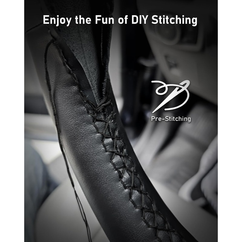 Belinous Leather Steering Wheel Cover, Hand-Stitch on Wrap, Steering Wrap