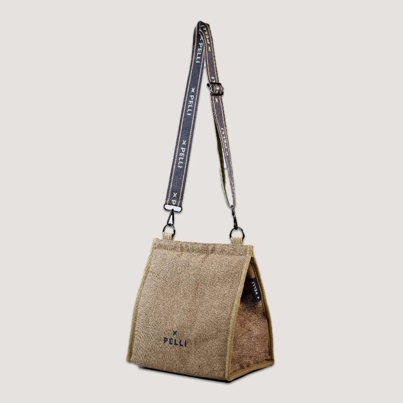Pelli Crossbody JUTE Insulated Lunch Bag, Charcoal Grey