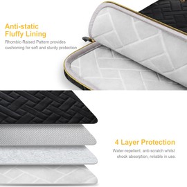 Lacdo Laptop Sleeve Case for 15 inch New MacBook Air M3 A3114/M2 A2941 2024-2023, 15 inch MacBook Pro A1990 A1707, Dell XPS 15 Plus 2022-2020 Accessory Pocket Computer Bag, Elegant Black