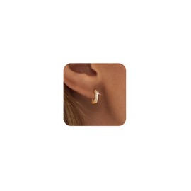 Picuzzy Gold Earrings for Women, 14K Gold Plated Small Hoop Earrings for Women Dainty Earrings Hypoallergenic Earrings Lightweight Huggie Earrings for Women CZ Earrings for Women Trendy Jewelry Gifts