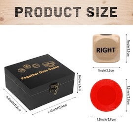 Pagather Fun Left Right Roll Dice Game Set, Include 3 1-inch Wooden Dices and 48 Pcs Chips in Black Wooden Box, Easy to Store and Carry Around for Travel