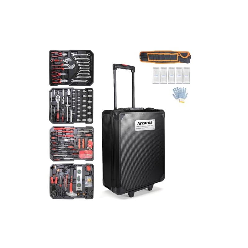 Arcwares 799pcs Aluminum Trolley Case Tool Set Silver, House Repair