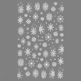 8 Sheets Snowflake Nail Stickers for Nail Art Winter Christmas Nail Decals 3D Self-Adhesive Glitter White Silver Snowflake Nail Design Sticker Xmas Holiday Nail Charm for Acrylic DIY Nail Decoration