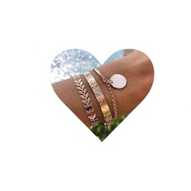 Yheakne Vintage Layered Gold Bangle Bracelet Dangle Disc Coin Bracelet Chevron V Arrow Bracelet Gold Curved Bracelet Set Jewellery for Women and Girls