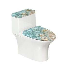 CREAMIC Starfish Shell Toilet Lid Cover and Toilet Tank Cover Soft Plush Seat Covers Tank Lip Covers Fits Most Toilet Tanks & Lids Bathroom Decoration Accessories