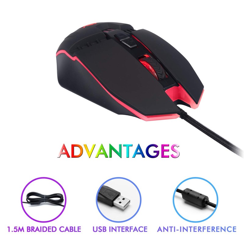 LYCANDER LMC378 Gaming-Maus, kabelgebunden, Optische USB-Mäuse mit Einstellbarer Dpi, bis