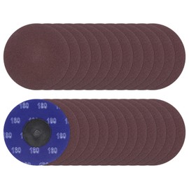 HARFINGTON 25pcs Quick Change Sanding Discs 3" 180 Grit R-Type Roll Lock Aluminum Oxide Conditioning Disc Sandpaper for Die Grinder Grinding Fast Cutting, Red Brown