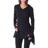 PUREWONDER Long Shirt Tunic Elf Dress Pointed Hood DR60, black