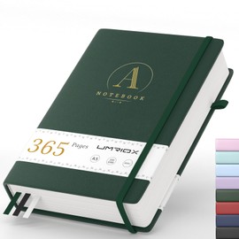 Umriox Notebook A5 Lined, Diary for Adults, Hardcover Journal with 365 Pages, 100 gsm Thick Paper, Notepad for Adults, Work, Writing, Notes, Learning, Travel, 14.5 x 21 cm, Green
