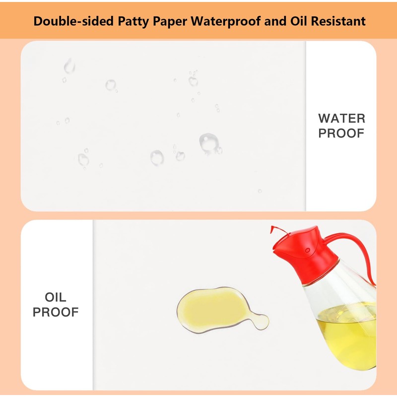 Vlwltl 100Pcs 6" x 6" Unbleached Parchment Paper, Burger Patty