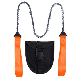 Sucrain Pocket Chainsaw with Paracord Handle, Folding Chain Hand Saw, Emergency Outdoor Survival Gear for Camping, Hunting, Hiking, Cutting Wood & Tree (Orange, 11 Teeth, 24'' Long)