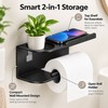 Wall-Mounted Toilet Paper Holder with Shelf – Carbon Steel Bathroom