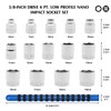MIXPOWER 3/8" Drive Low Profile Stubby Impact Socket Set with