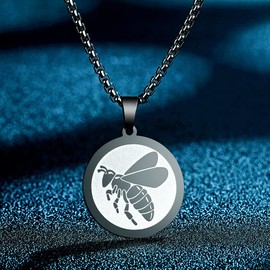 Chereda Insect Honeybee Pendant Necklace For Women Men 316L Stainless Steel Engraved Bee Dainty Jewelry Cute Necklace