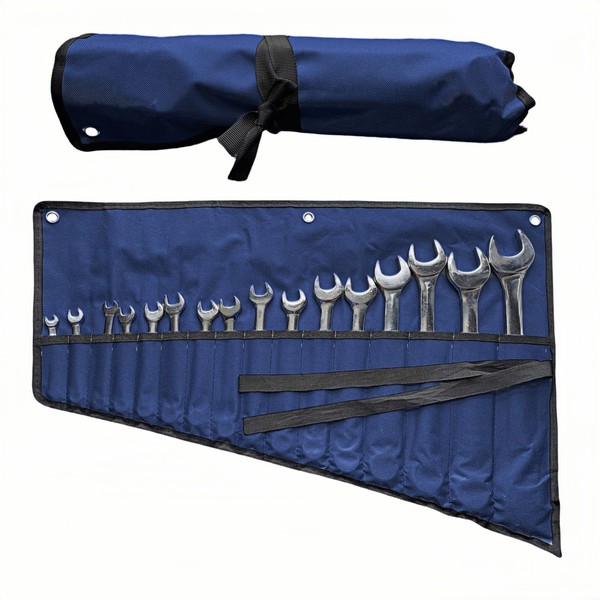16 Pockets Wrench Roll Up Organizer, Wrench Bag and Tool