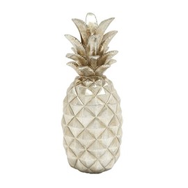 Deco 79 Polystone Fruit Decorative Sculpture Pineapple Home Decor Statue, Accent Figurine 6" x 6" x 14", Silver