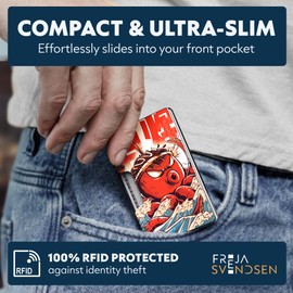 Freja Svendsen Printed Aluminum Wallet for Men - Slim Money Clip & Card Holder with Printed Finish. Enhanced RFID Blocking, Compact, Unique & Minimalist Wallets