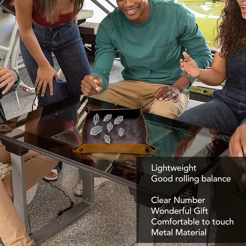 7pcs Hollow Metal Dice Set Retro Exquisite Polyhedral Dice Role