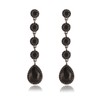 Vintage Black Rhinestone Statement Long Dangle Earrings,Wedding Bridal Elegant Crystal