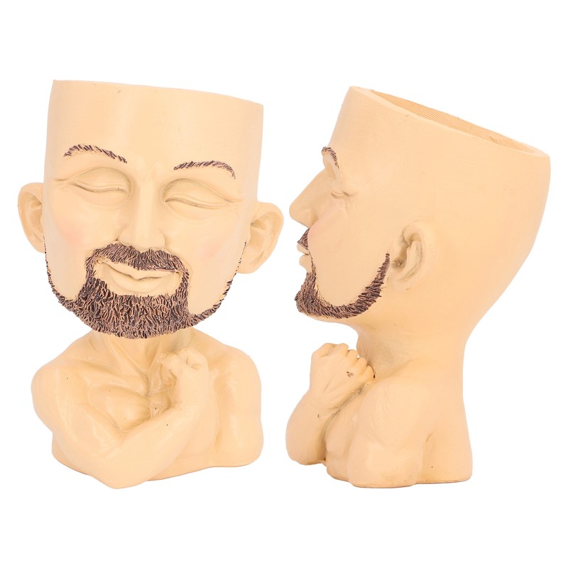 Face Planter Pot with Drainage Hole Man Face Flower Pot
