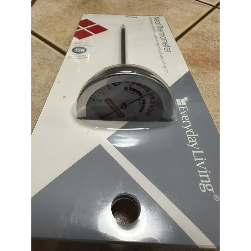 EverydayLiving Meat Thermometer Dual Scales Stainless Steel 120-200F