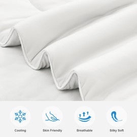 EASELAND Cooling Comforter King, Cold Touch Fabric Absorbs Body Heat, Double-Sided Cool Design Soft Fluffy Cooling Blanket for Night Sweats Hot Sleeper (White, King(108"x90"))