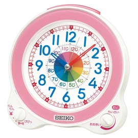 Seiko KR524P Alarm Clock, Table Clock, Educational Analog, Light Pink, 5.3 x 5.1 x 3.3 inches (134 x 130 x 85 mm)