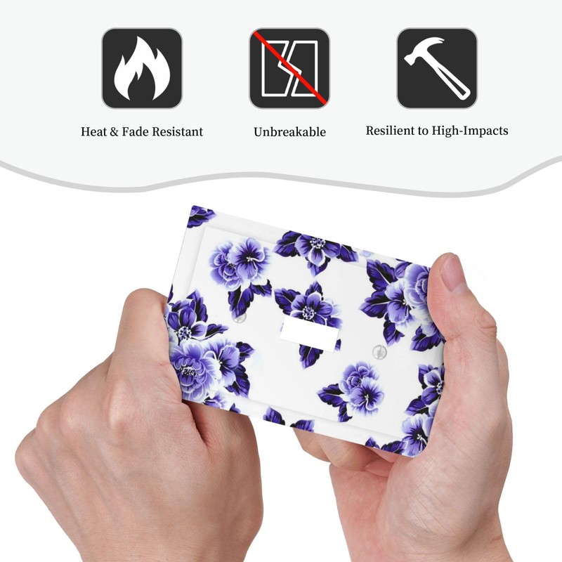 Purple Blue White Flower Single Toggle Light Switch Cover 1