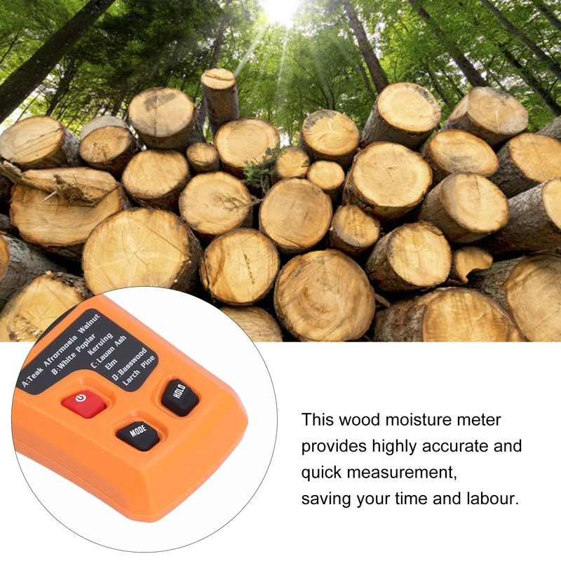 Wood Moisture Meter High Accuracy 4 Modes Orange Moisture Detector