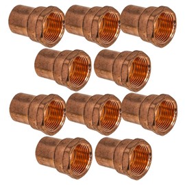 PROCURU 1/2-Inch Copper Female Adapter CxF, Professional Grade NSF Lead Free Certified (1/2", 10-Pack)