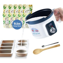 Susanou Simple Smart Soap Making Kit with Temperture Control Soap Melter for Soap Making, 5 lbs Soap Base and Soap Making Suppies Including 2 Spoons and 5 Wrappers for Beginners Making Soap