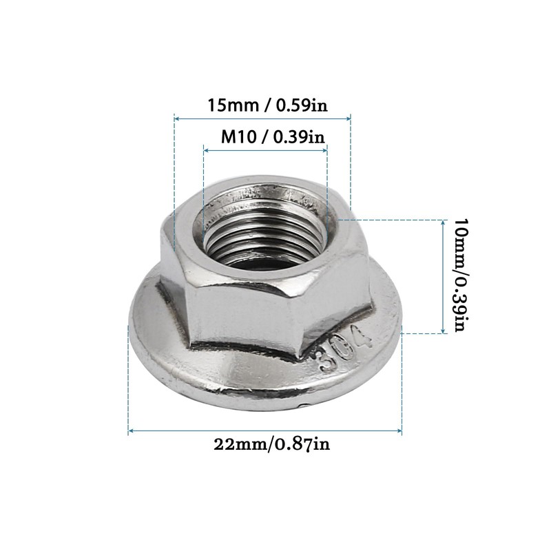 QUARKZMAN M10 x 1.25 mm Hexagonal Flange Nuts x 12