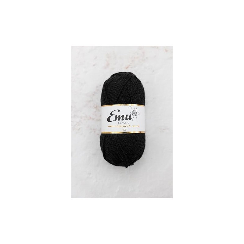 Emu Classic Chunky Acrylic Yarn 100g Ball 164m, Black -
