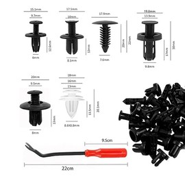 100 PCS Bumper Clips, Front Bumper Clips, 6 Popular Sizes Auto Tools Accessories for Cars Body Fixed Clip Bumpers and Replacement Parts with Storage Box