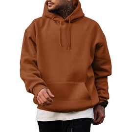 PLEPAN Hoodies For Men Men's 2024 Cotton Hooded Collar Drawstring Hoodies Pullover Sweatshirts Casual Unisex Long Sleeve Shirts S Brick