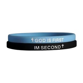 Pingyongchang GOD is First IM Second Christian Silicone Bracelets Cross Inspirational Bible Verses Pray Religious Rubber Bracelet for Women Men Faith Friendship Couples Gifts-S Blue Black