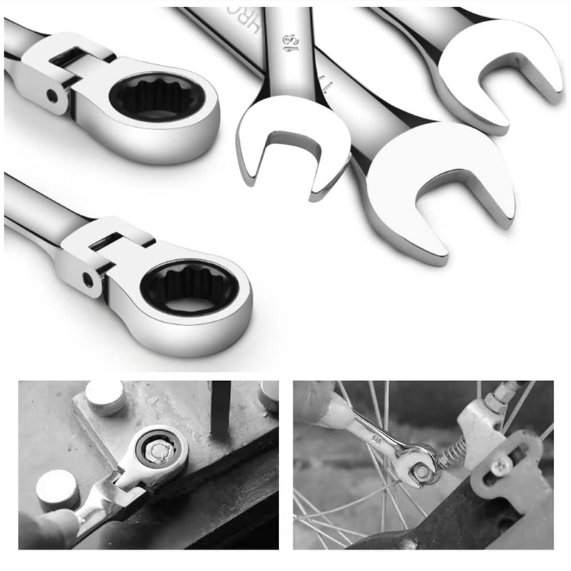 Flex Ratchet Wrench, Combination Wrench, Dual Use Head, Oscillating Ratchet
