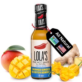 Lola’s Fine Hot Sauce - Mango Ginger Scotch Bonnet | 5 Fl Oz | Sweet and Spicy Family Recipe | A Blend of Mangos, Scotch Bonnet, Ginger, and Turmeric