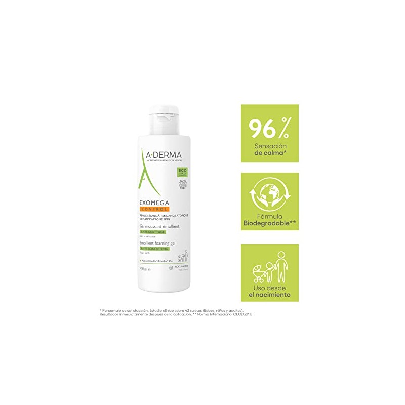 A-Derma Exomega Control, Aceite de Ducha Emoliente, 500ml