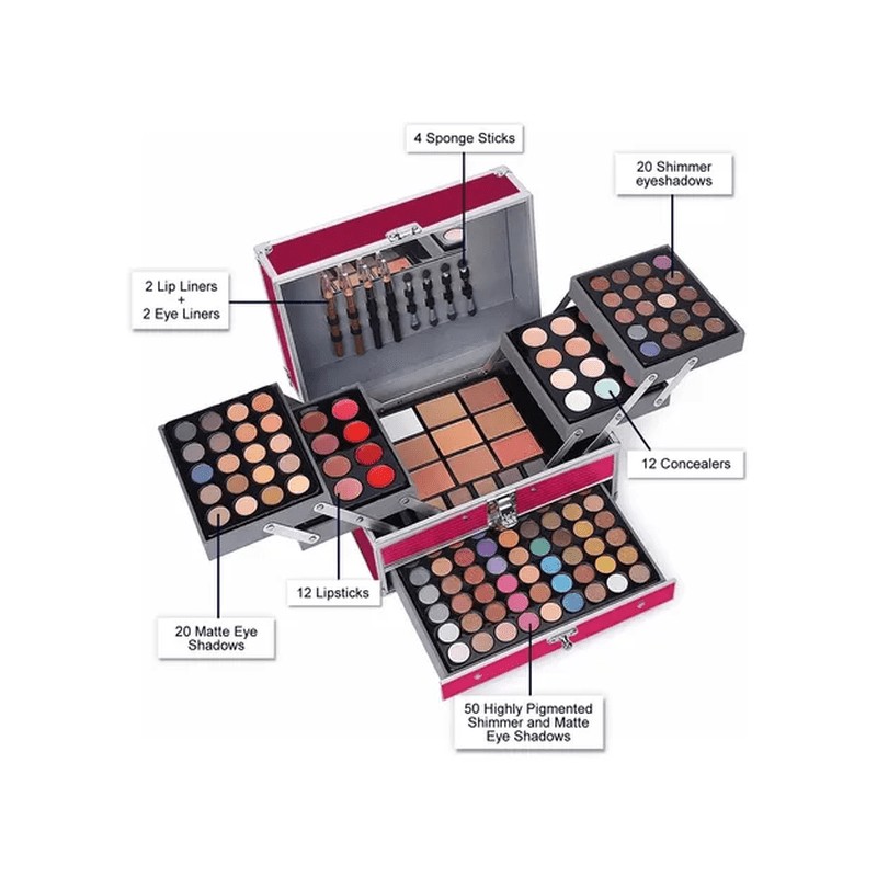 Kit De Maquillaje Paleta Rosa Malubero maletín de maquillaje