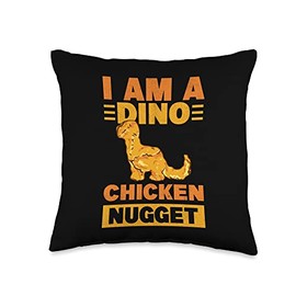 Dabbing Nuggie Gift Ideas For Chicken Nugget Lover I Am A Dino Chicken Women Men Kids Nuggets Enthusiast Throw Pillow, 16x16, Multicolor