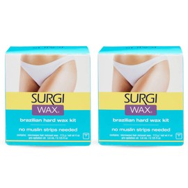 Surgiwax Brazilian Hard Wax Kit - Microwaveable Wax Strip-Free Formula for Bikini & All Hair Types, At-Home Waxing Kit for Women Hair Removal, 4 oz, 2 Pack