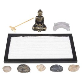 ArtCreativity Mini Zen Garden with Buddha Statue, Rake, Sand, Bridge and Rocks - 11 Inch x 6.5 Inch - Home, Office Desk, and Living Room Table Top Decor - Stress Reliever, Meditation, Relaxation Gift
