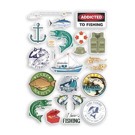 A4 Sticker Sheet Fishing Vinyl Stickers - Fish Dad Fisherman Hobby Men Carp Boat Sea Ocean Addicted Love Scrapbook Travel Gift #78888
