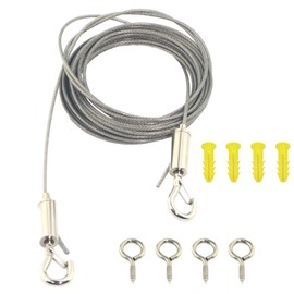 GIVIHGETI Trellis Rope Set 5 m x 2 mm Stainless Steel Rope, PVC Coated, 7 x 7 Wire with Adjustable Hooks, for String Light Hanging, Curtain Rope, Climbing Plants, Shower Curtain Rope, Tent Rope