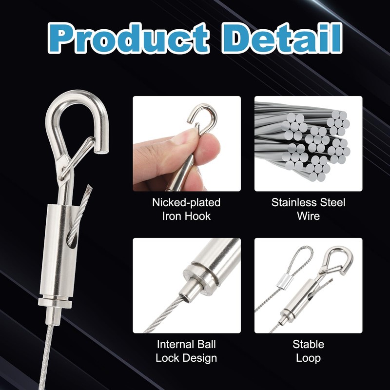 PATIKIL 6 Pcs Adjustable Picture Hanging Wire Kit, 2m/6.6ft Fit