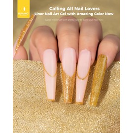 BURANO Gel Nail Polish Liner Nail Art Polish, Black White Purple Red Pink Painted Gel Nail Design Polish 1 Bottle, Build in Thin Nail Brush Chrome Gel Nail Polish Curing Required 8ml (LX2)